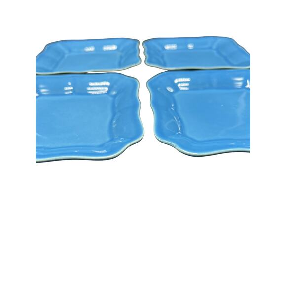 Sur La Table Set of 4 Blue Appetizer Plates with Scalloped Edges - Picture 2 of 4